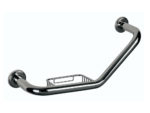 Bended grab bar w/soap dish, chrome